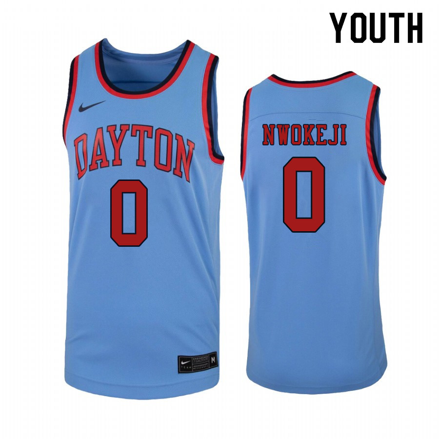Youth #0 Zimi Nwokeji Dayton Flyers College Basketball Jerseys Sale-Light Blue